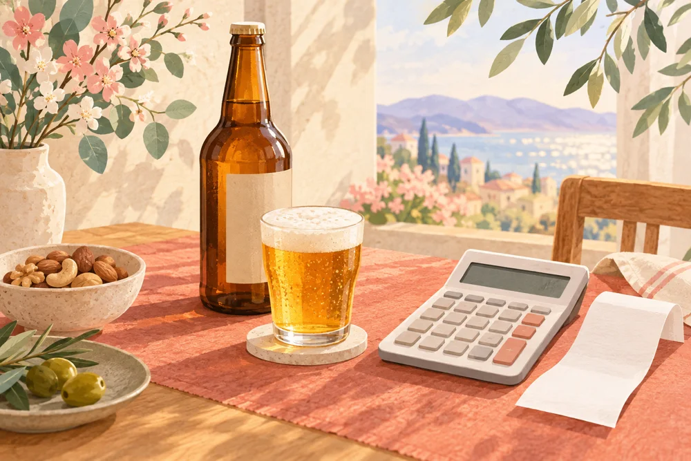 酒類と計算機で表現した酒税のイメージ